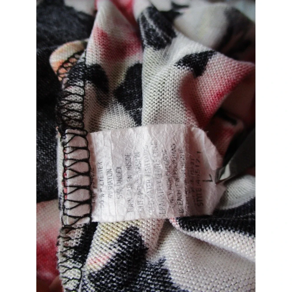 Mauve Anthropologie Cardigan Top Size Large Floral Print Open Front Knit - Picture 5 of 6